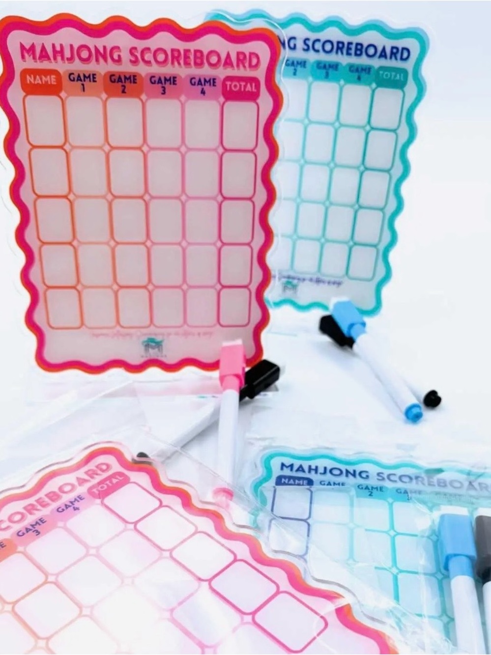 NWT My Fair Mahjong Reusable Mini Scoreboards - Pink & Teal/Aqua